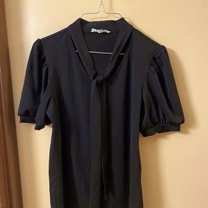 Puff Sleeve Tie Neck Top